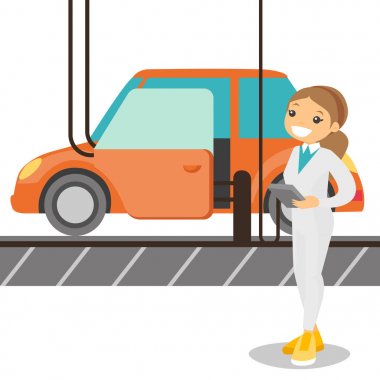 Araba için otomatik montaj hattı kontrol işçi