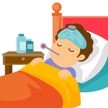 Hasta caucasain beyaz adam yatakta döşeme.