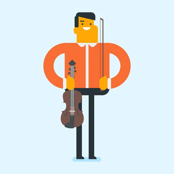 Young caucasian white man playing violin. — Stock Vector