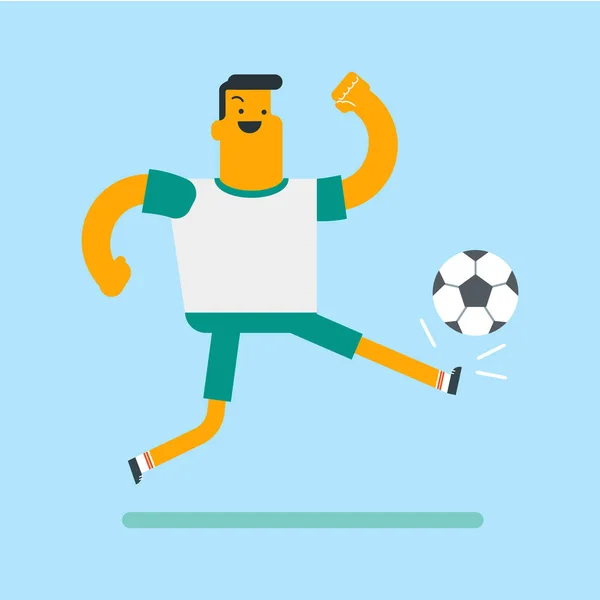 Caucasian white soccer player kicking the ball. — Stock Vector