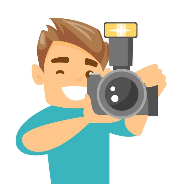 Fotógrafo tomando ilustración de vectores fotográficos . — Vector de stock