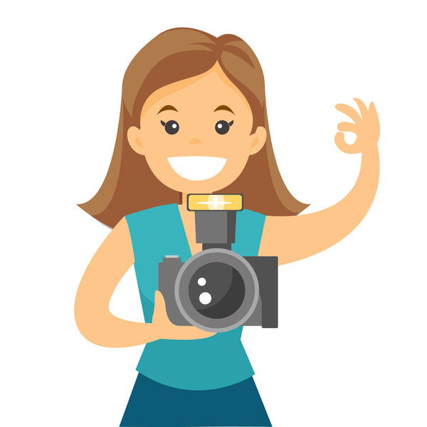 Photographer taking photo vector illustration.
