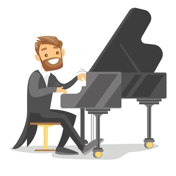 ピアノを弾く若い白人白人男性. — ストックベクタ