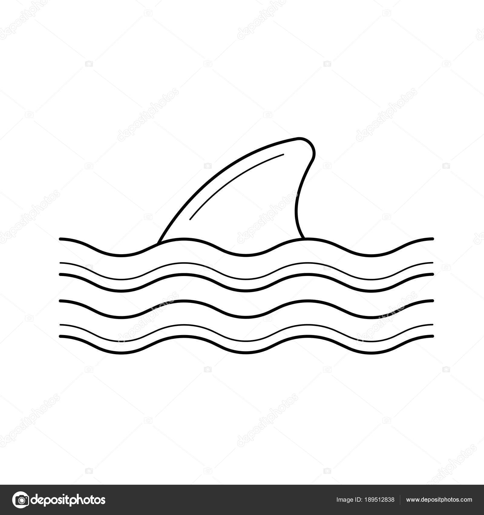 Download Dorsal shark fin above water line icon. — Stock Vector ...