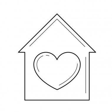 Kalp çizgisi simgesi olan ev.