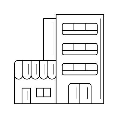 Otel binası satırı simgesi.