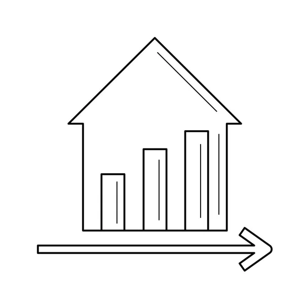 Icona della linea di crescita dei prezzi immobiliari . — Vettoriale Stock