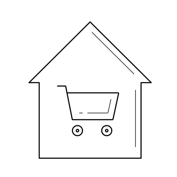 Domů nákupní ikona čáry. — Stockový vektor