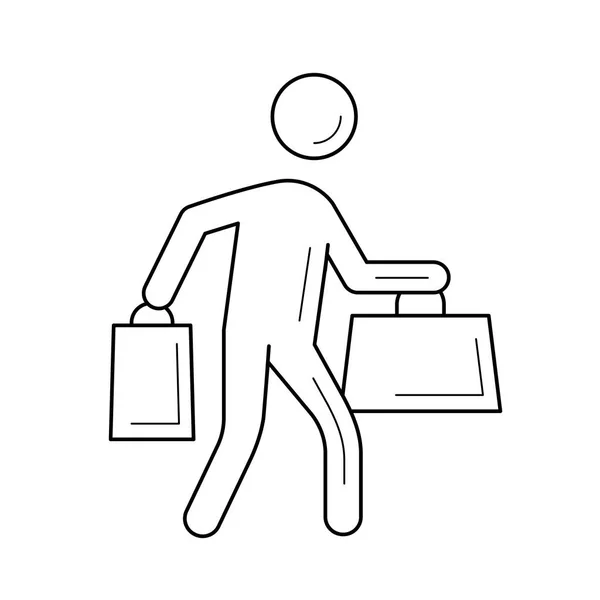 Shopper avec icône de ligne de sac à provisions . — Image vectorielle