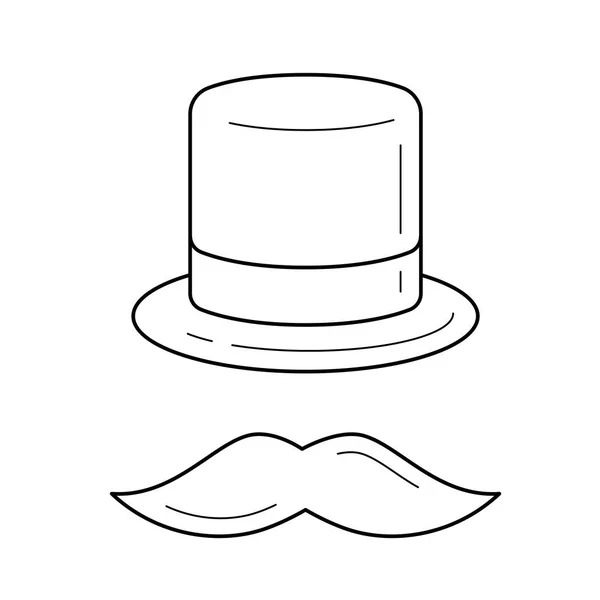 Moustache et haut chapeau ligne icône . — Image vectorielle