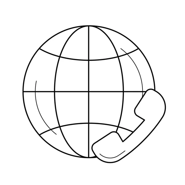 Icône de ligne de service à la clientèle mondiale . — Image vectorielle