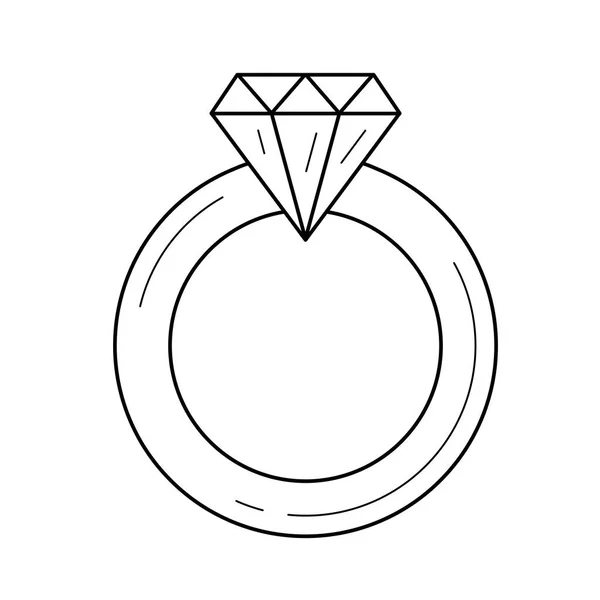 Ikona čáry diamantový prsten. — Stockový vektor