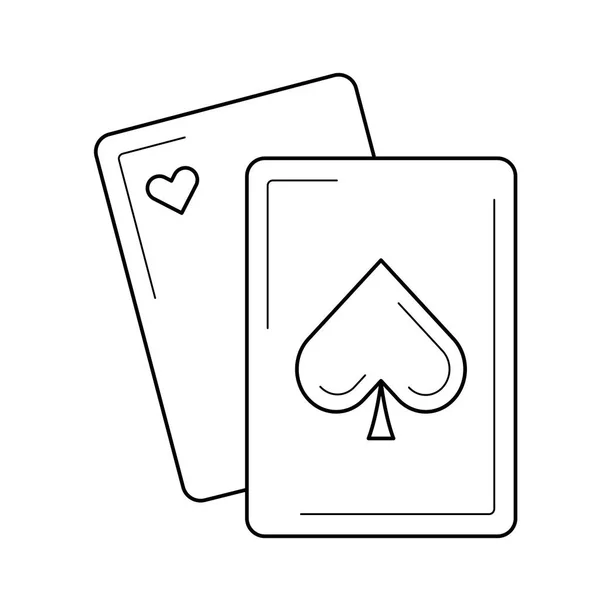 Jogando cartas ícone de linha. —  Vetores de Stock