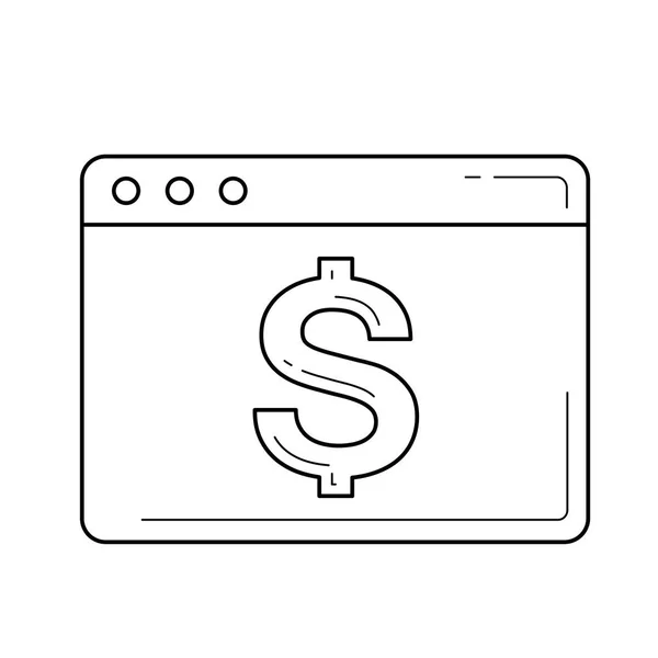 Web sayfası ile dolar işareti satırı simgesi. — Stok Vektör