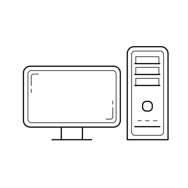 Icono de línea informática. — Vector de stock