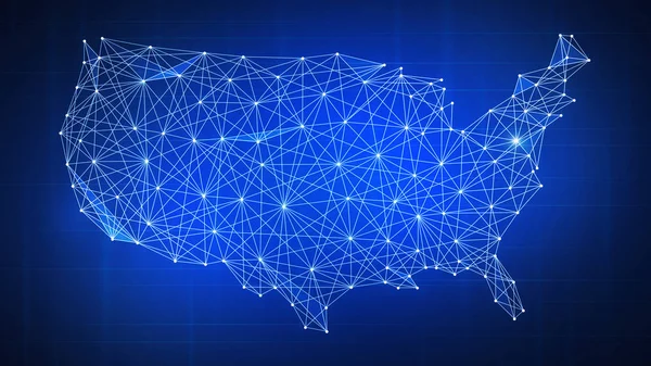 Mapa del país de Polygon USA en blockchain hud banner . —  Fotos de Stock