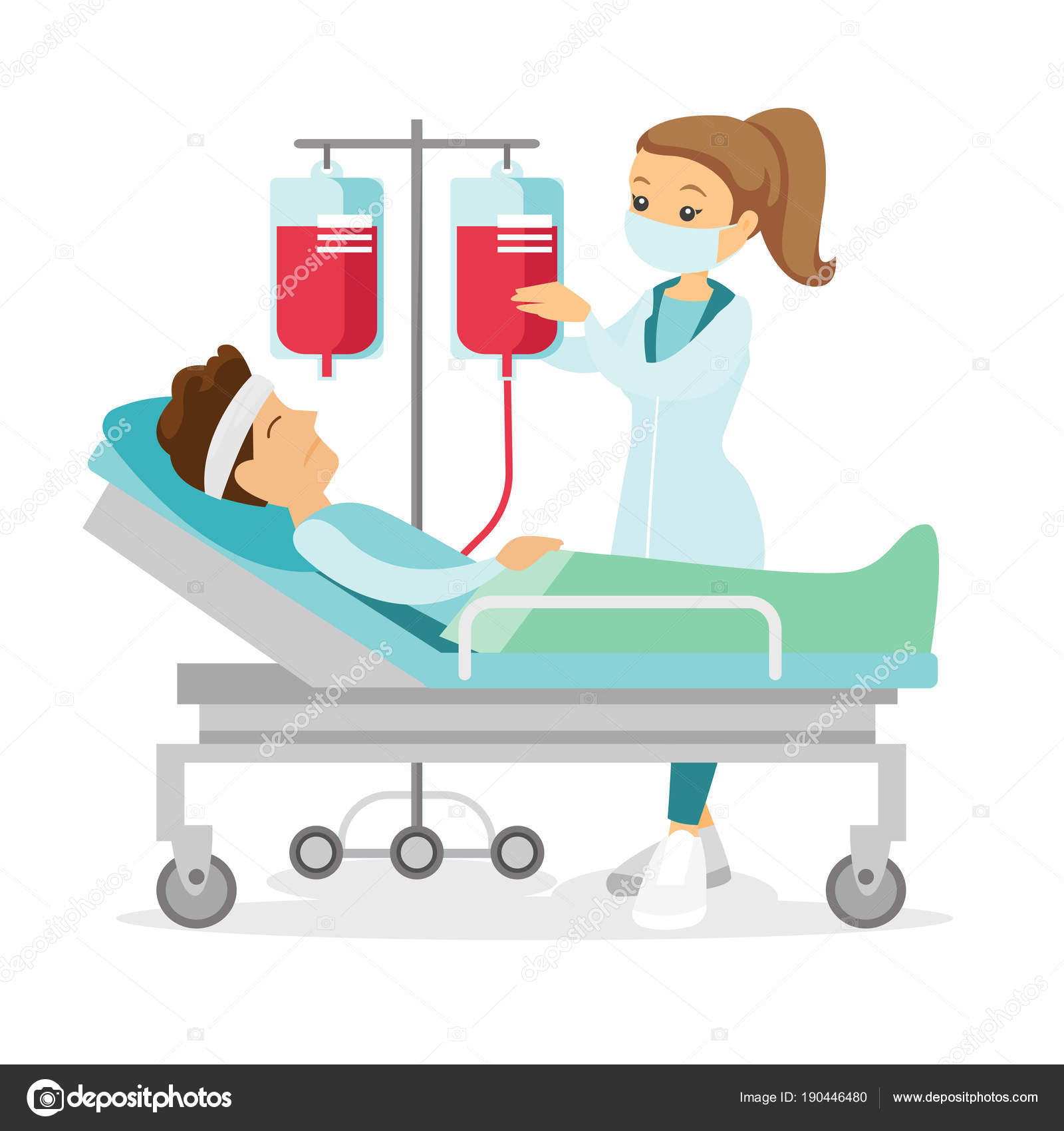 Doctor visiting patient lying in hospital bed. Stock Vector Image by  ©VisualGeneration #190446480
