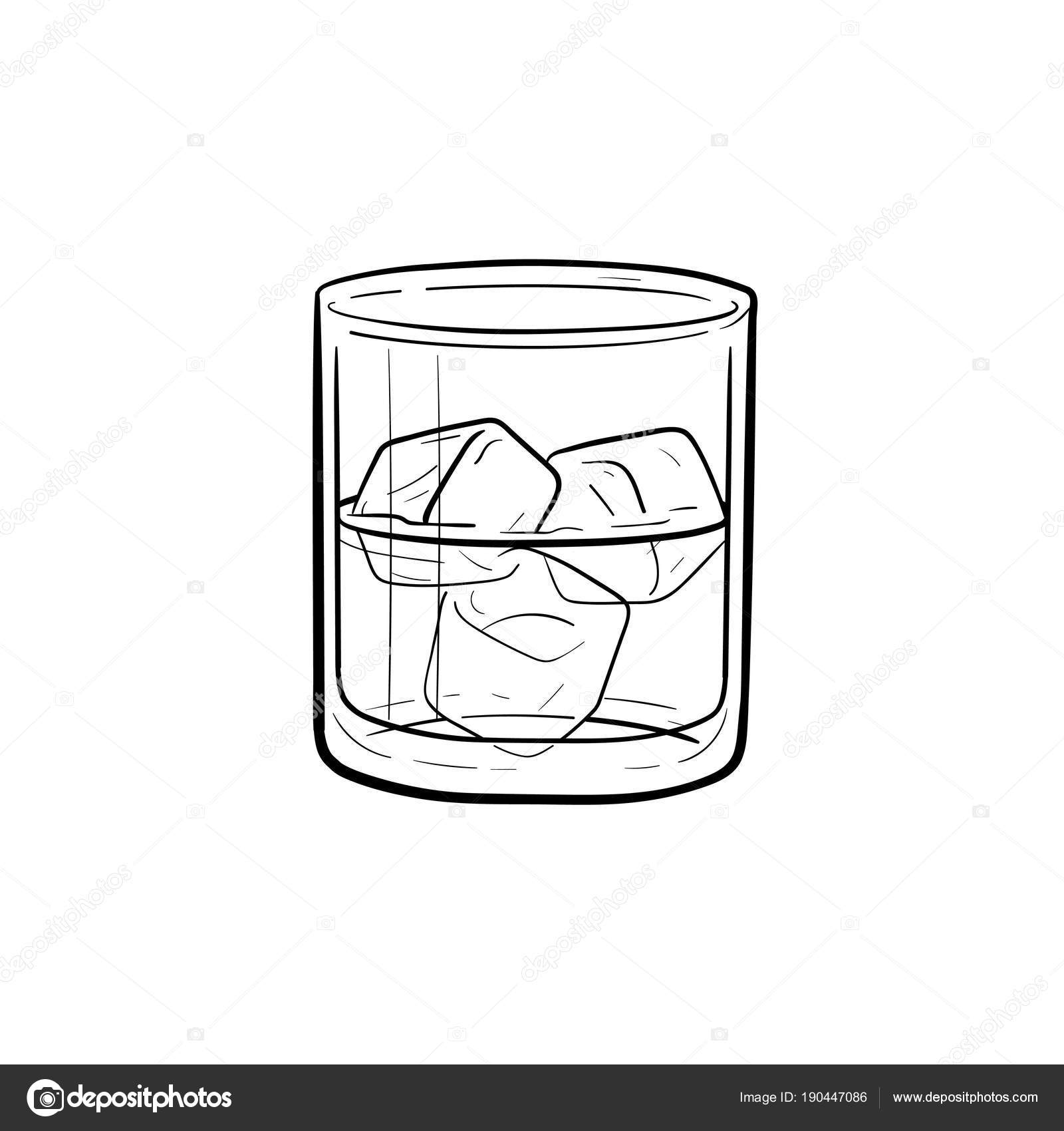 water in a glass cup sketch isolated Stock Vector