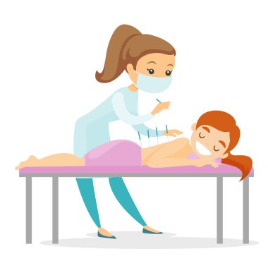 Akupunktur Uzmanı Doktor yapma akupunktur tedavisi.