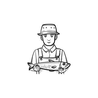 Balıkçı el çizilmiş kroki simgesi.