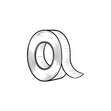 Yapışkan bant el çizilmiş kroki simgesi.