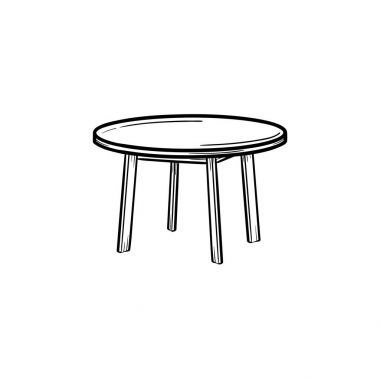 Yuvarlak masa el çizilmiş kroki simgesi.