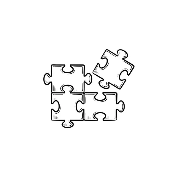 Puzzle dibujado a mano icono de boceto . — Vector de stock