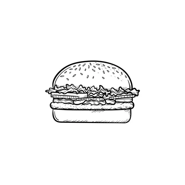 Burger mão desenhada ícone esboço . — Vetor de Stock