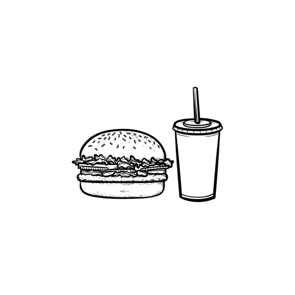 Τροφίμων και ποτών takeaway χέρι συρμένο σκίτσο εικονίδιο. — Διανυσματικό Αρχείο