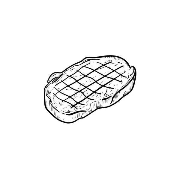 연기 손으로 그려진된 스케치 아이콘와 쇠고기 스테이크. — 스톡 벡터