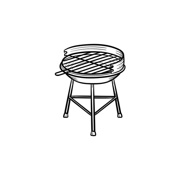 Pictogram van een houtskool barbecue hand getrokken schets. — Stockvector