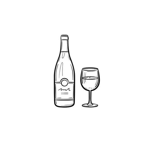 Bouteille de vin dessin à la main icône croquis . — Image vectorielle