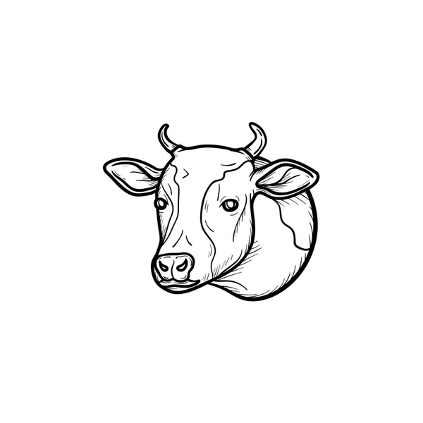 Vache tête dessinée à la main icône croquis . — Image vectorielle