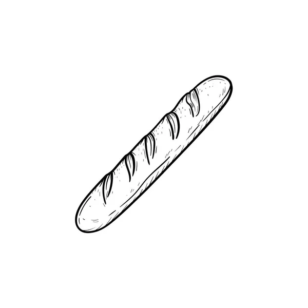 Baguette francese disegnato a mano icona schizzo . — Vettoriale Stock