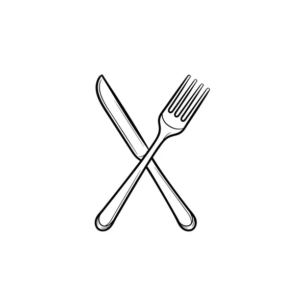 Fork and knife hand drawn sketch icon. — Stock Vector