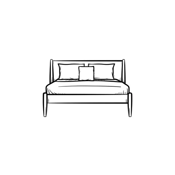 Bett mit Kissen handgezeichnete Skizze Symbol. — Stockvektor