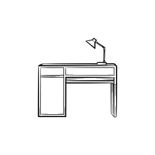 Bureau avec lampe dessinée à la main icône croquis . — Image vectorielle