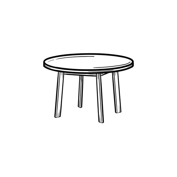 Mesa redonda dibujado a mano icono del boceto . — Vector de stock