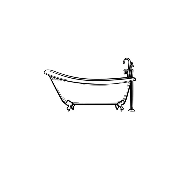 Bathtub with tap hand drawn sketch icon. — Stock Vector