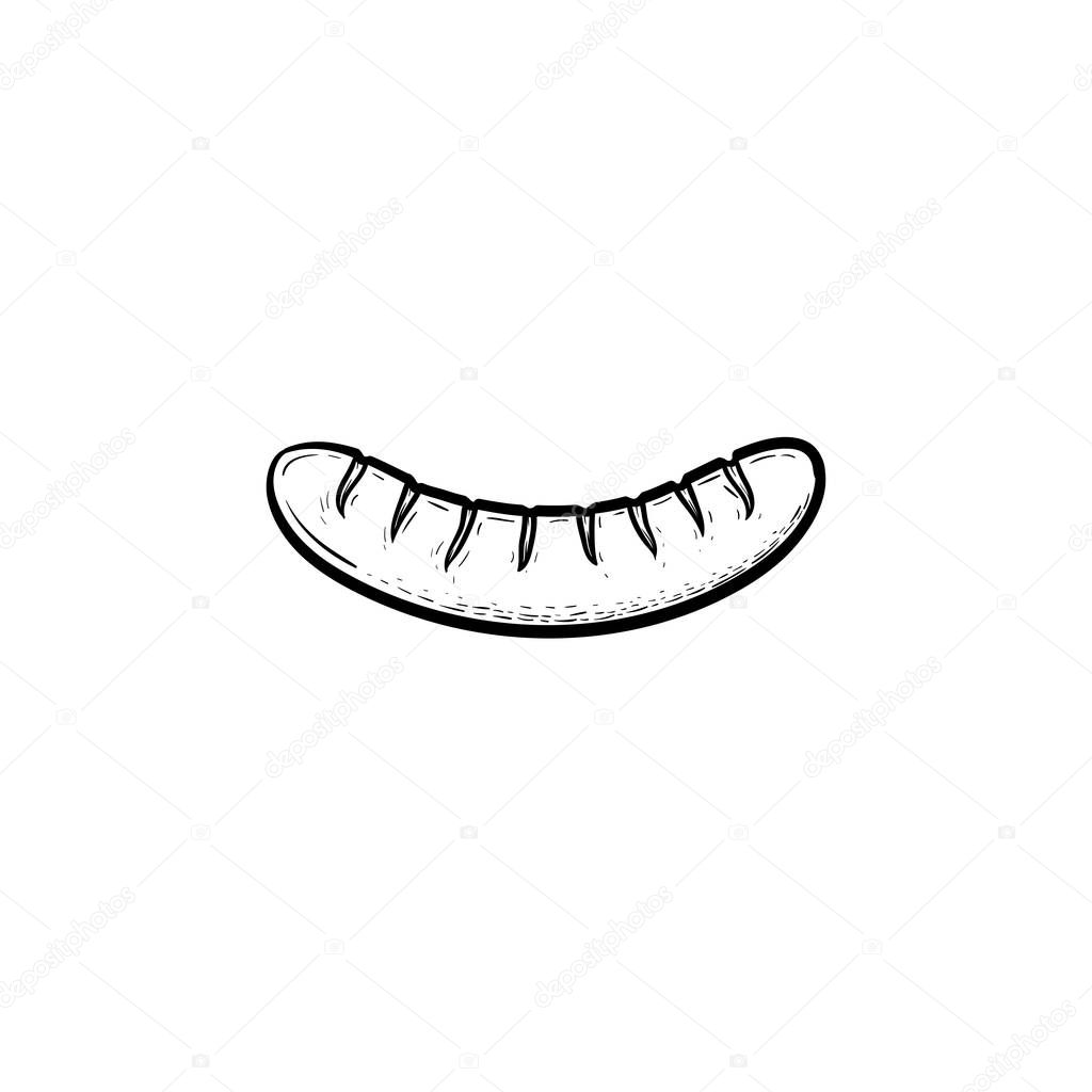 Grilled sausage hand drawn sketch icon. — Stock Vector