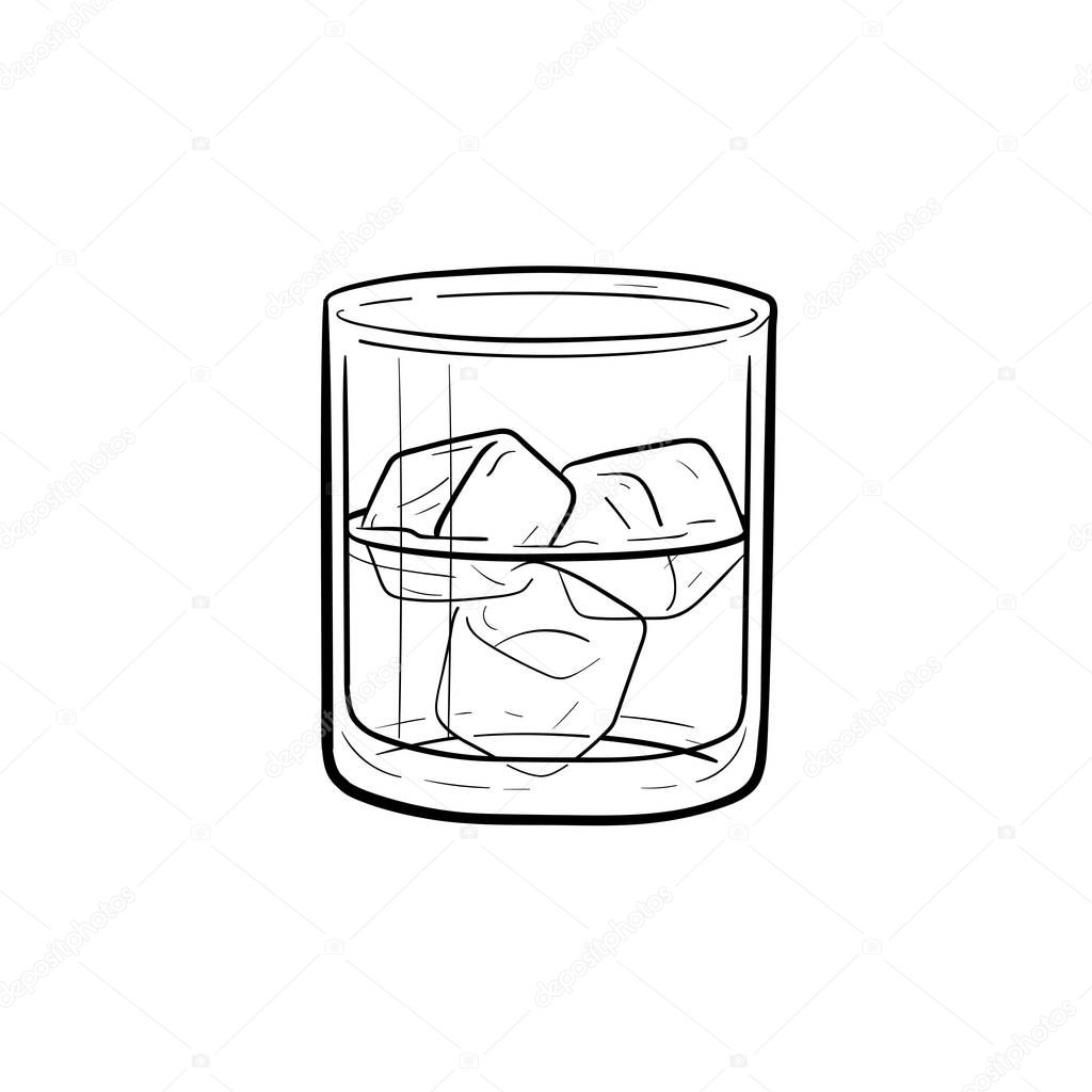 Glass Of Water With Ice Cubes Hand Drawn Outline Doodle Icon Vector Sketch Illustration Of Water Glass For Print Web Mobile And Infographics Isolated On White Background Premium Vector In Adobe
