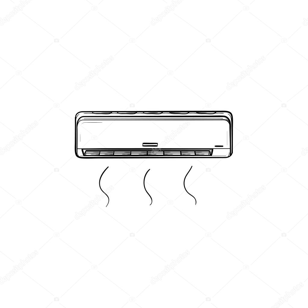 Air conditioner hand drawn sketch icon.