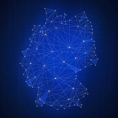 Çokgen Almanya Haritası blockchain hud afiş.