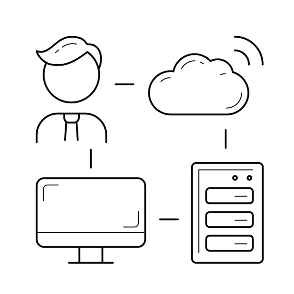 Icône ligne Cloud Computing. — Image vectorielle