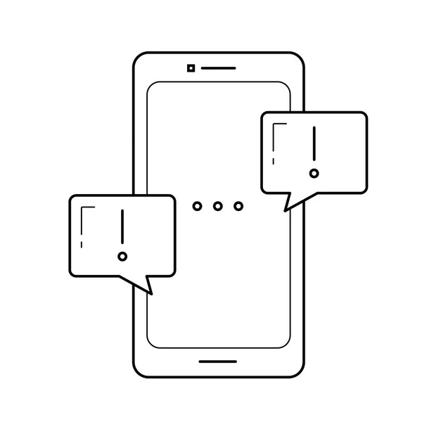 SMS mit Ausrufezeichen. — Stockvektor