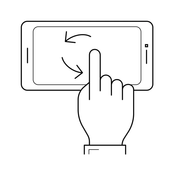 Dedo tocar teléfono inteligente icono de línea . — Archivo Imágenes Vectoriales