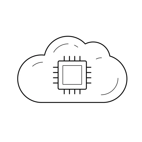 Icona della linea di archiviazione dati cloud. — Vettoriale Stock