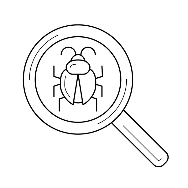 Bug zoeken lijn pictogram. — Stockvector