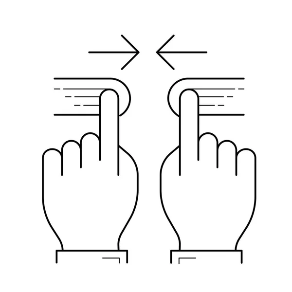 Two hand pinch line icon. — Stock Vector