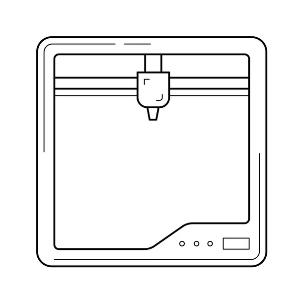 Het pictogram van de regel van drie D printer. — Stockvector
